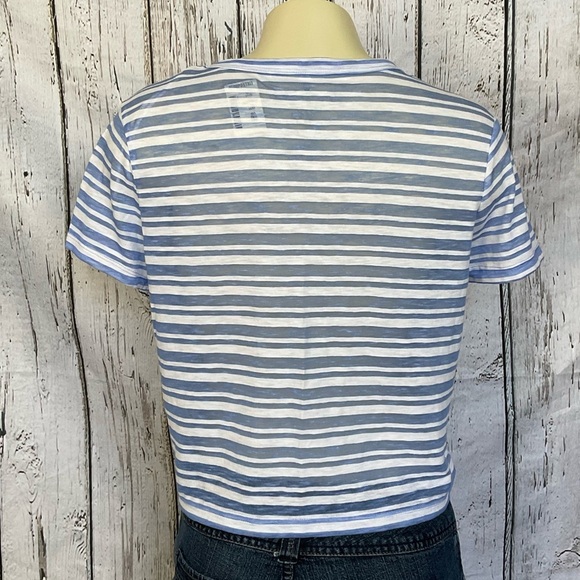 Aeropostale Original Brand Blue Striped Semi Sheer Crop Top Sz Small NWT - Picture 2 of 4